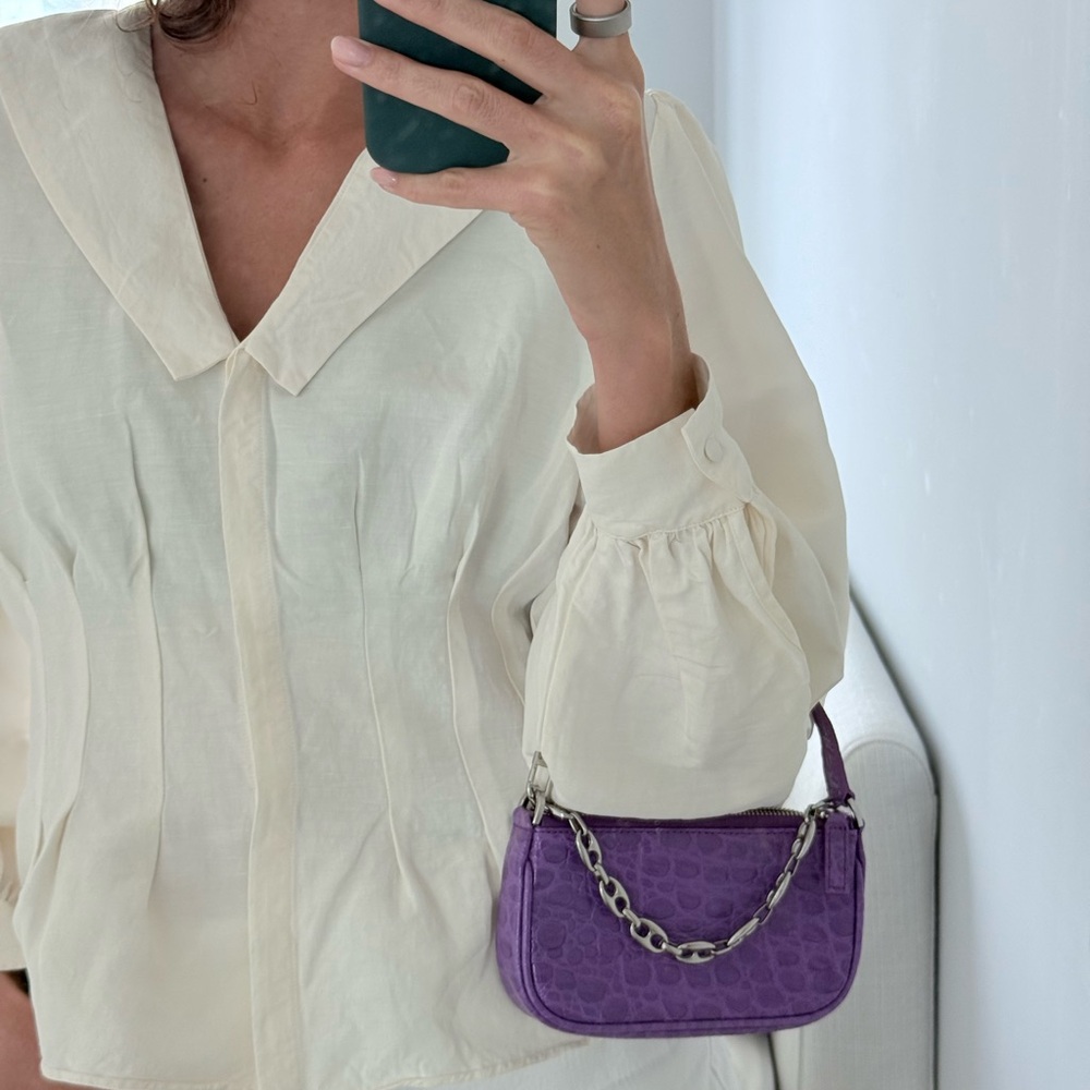 BY FAR Purple Mini Bag with Silver Chain